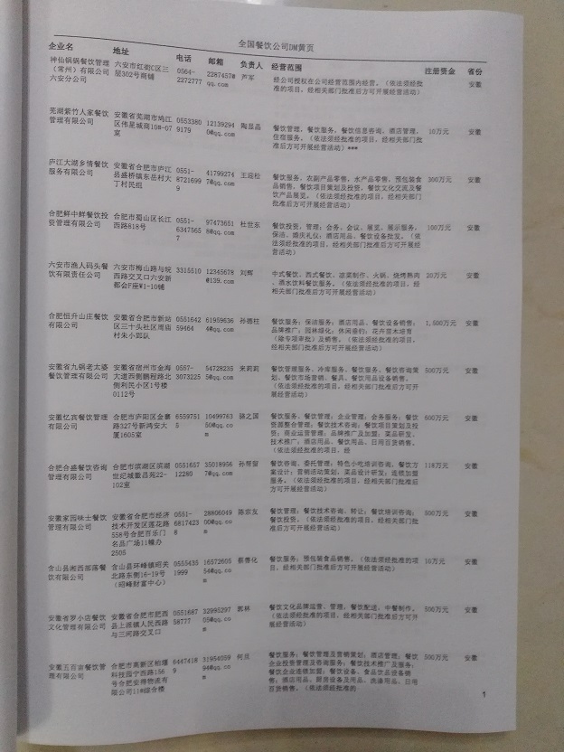 中國餐飲企業(yè)黃頁可開展精準(zhǔn)營銷，電話營銷、郵件營銷、傳真營銷等等多管齊下，圓您銷售冠軍夢